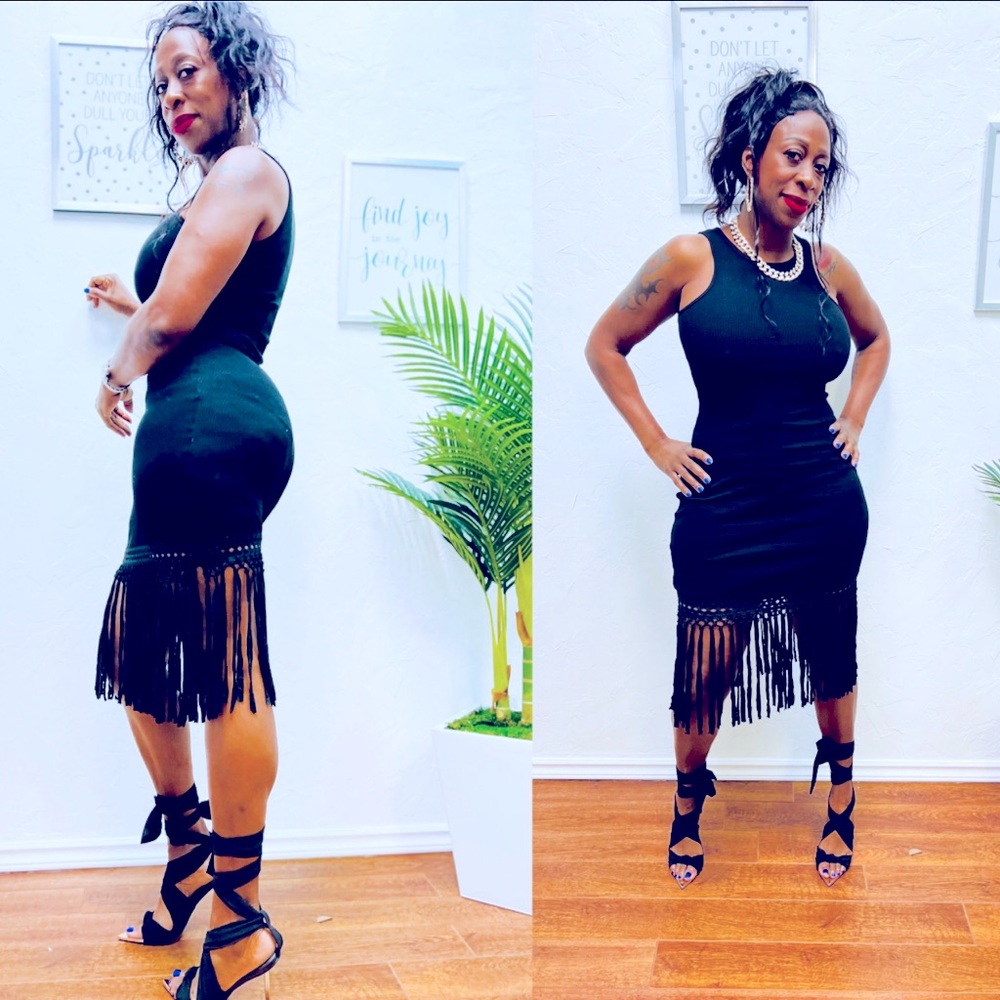 Fringe Black Dress